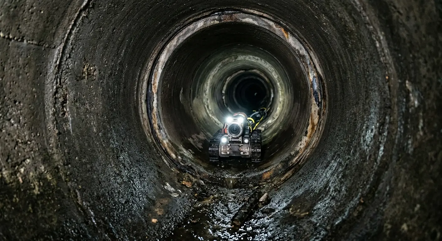 Robotic sewer camera inspecting pipe interior for Sewer Line Repair in Mansfield